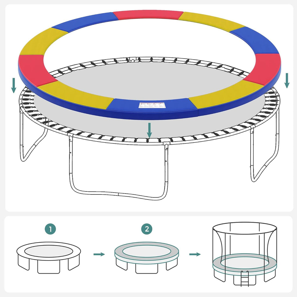 SONGMICS Trampoline Protective Cushion, Diameter 183 244 305 366 427 cm, Replacement Safety Cushion, UV Resistant, Anti-Tear, Edge Protection