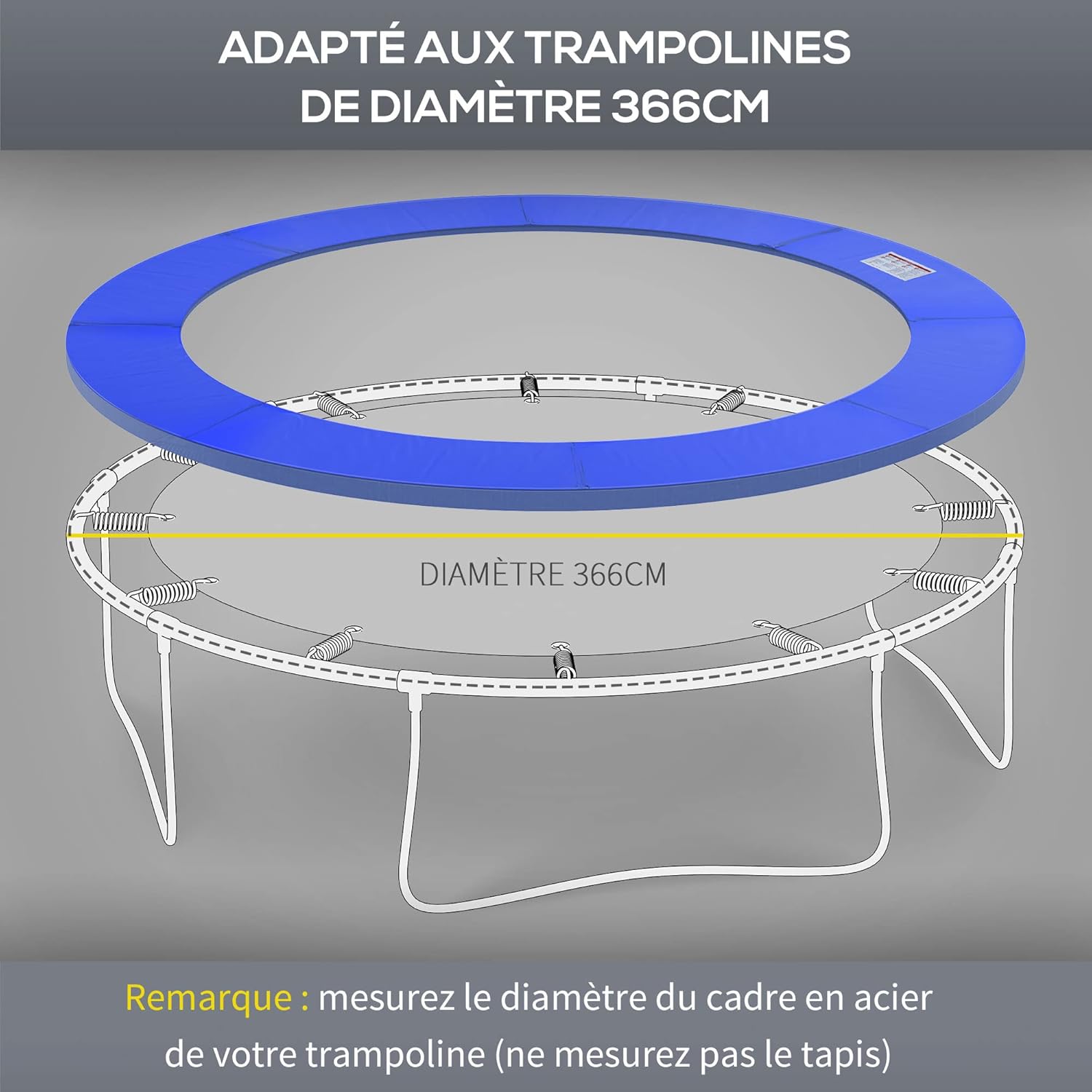 HOMCOM Replacement Trampoline Protective Cushion Diameter 244, 305, 366 cm Diameter Spring Cover for Trampoline UV Resistant Anti-Tear