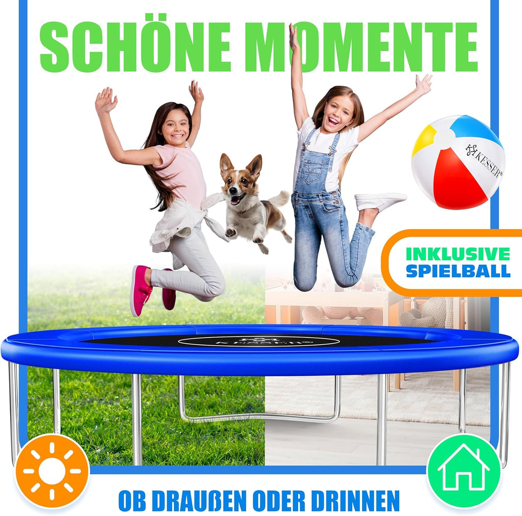 KESSER - Trampoline edge cover Ø 244, 305, 366, 426 cm, width 30 cm, 100% UV resistant, tear-resistant, spring cover with beach ball