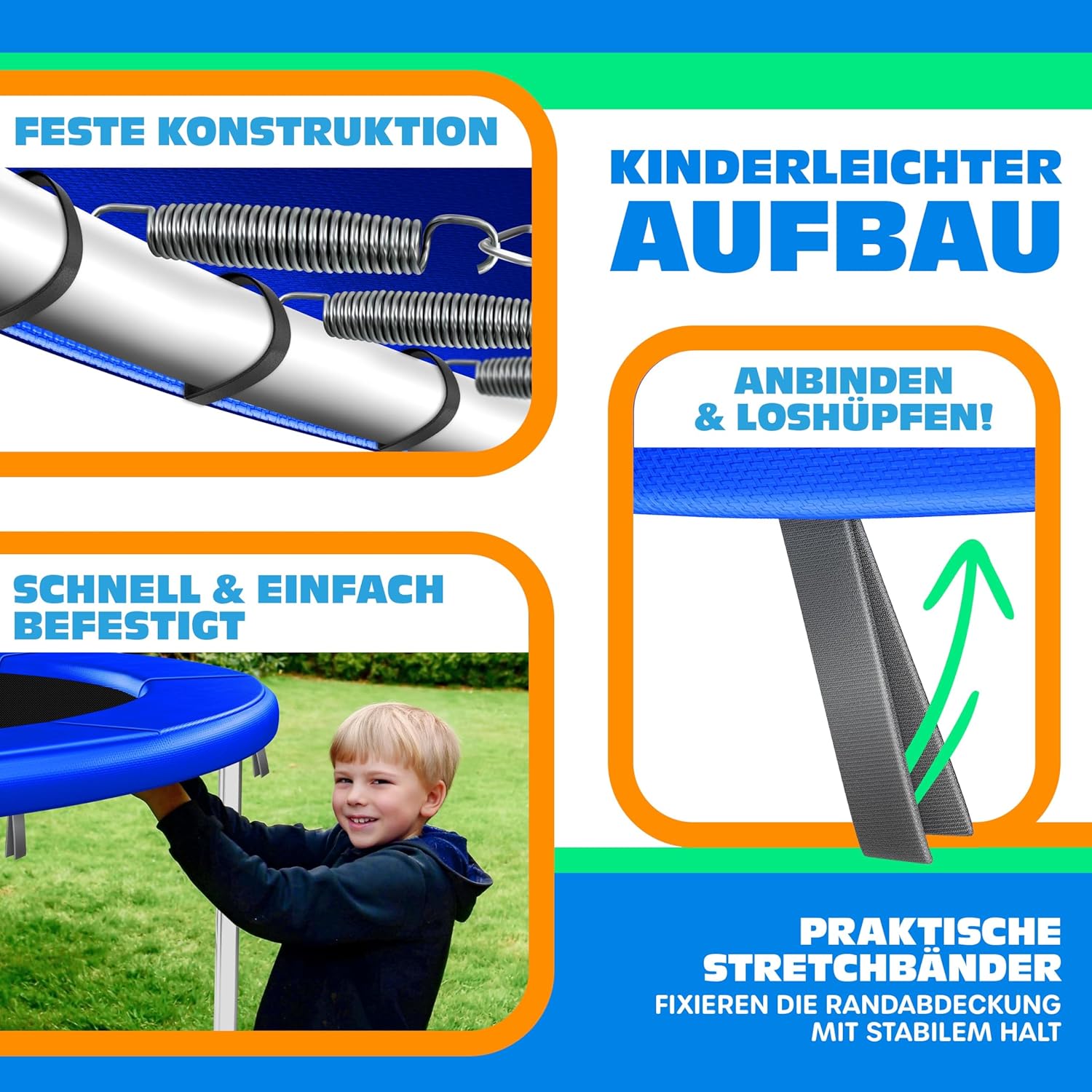 KESSER - Trampoline edge cover Ø 244, 305, 366, 426 cm, width 30 cm, 100% UV resistant, tear-resistant, spring cover with beach ball