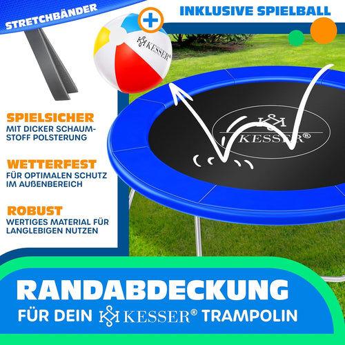 KESSER - Trampoline edge cover Ø 244, 305, 366, 426 cm, width 30 cm, 100% UV resistant, tear-resistant, spring cover with beach ball